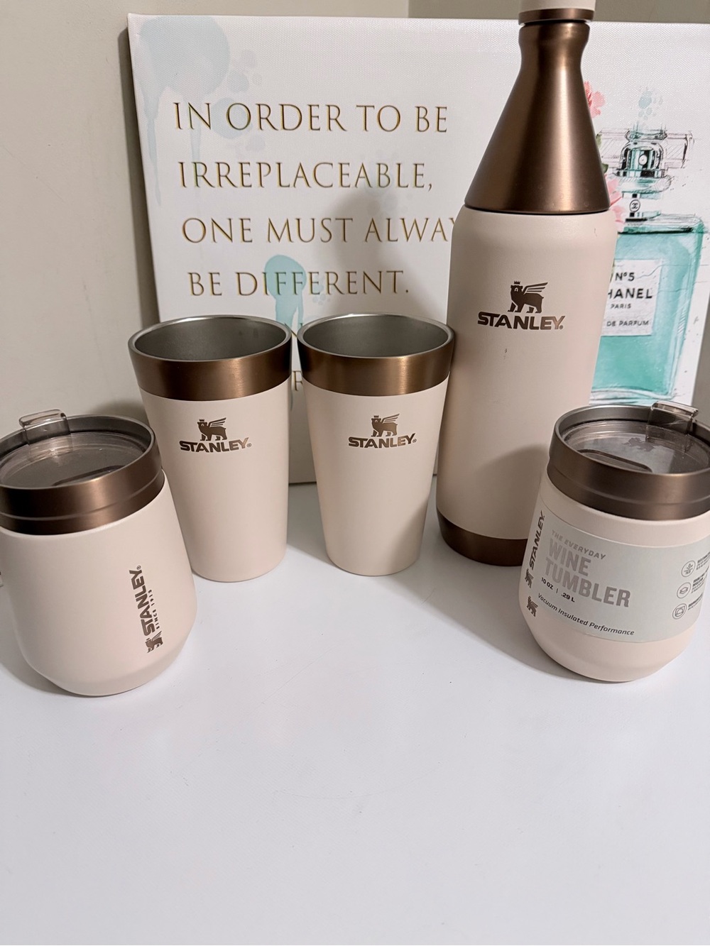 Stanley Cream and Bronze Insulated Drinkware Set - Tumbler & Bottle Collection
